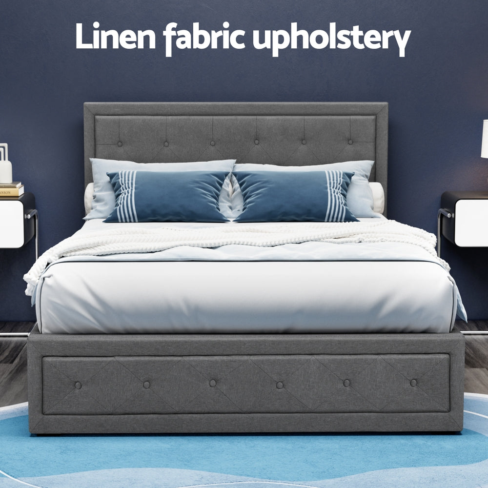 Camden (Double) Storage Bed Frame | Fabric - Grey - Homecoze