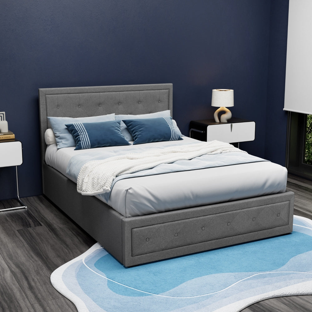Camden (Double) Storage Bed Frame | Fabric - Grey - Homecoze