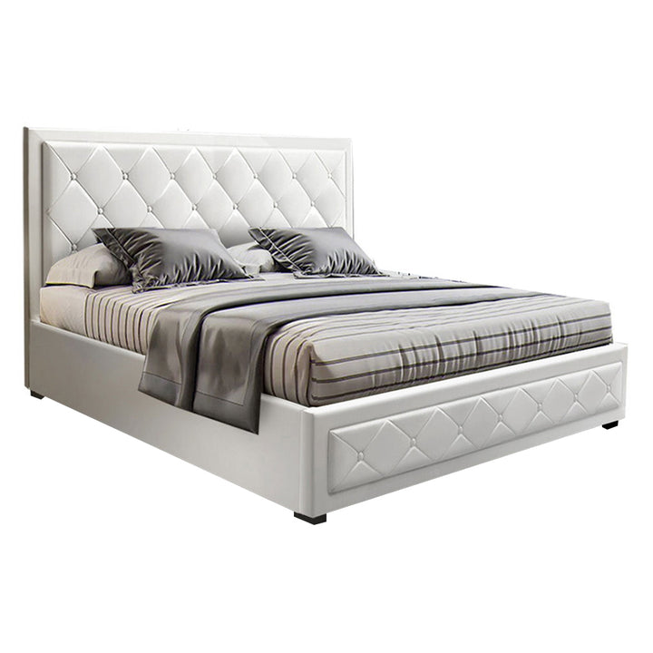 Camden (Double) Storage Bed Frame | PU Leather - White