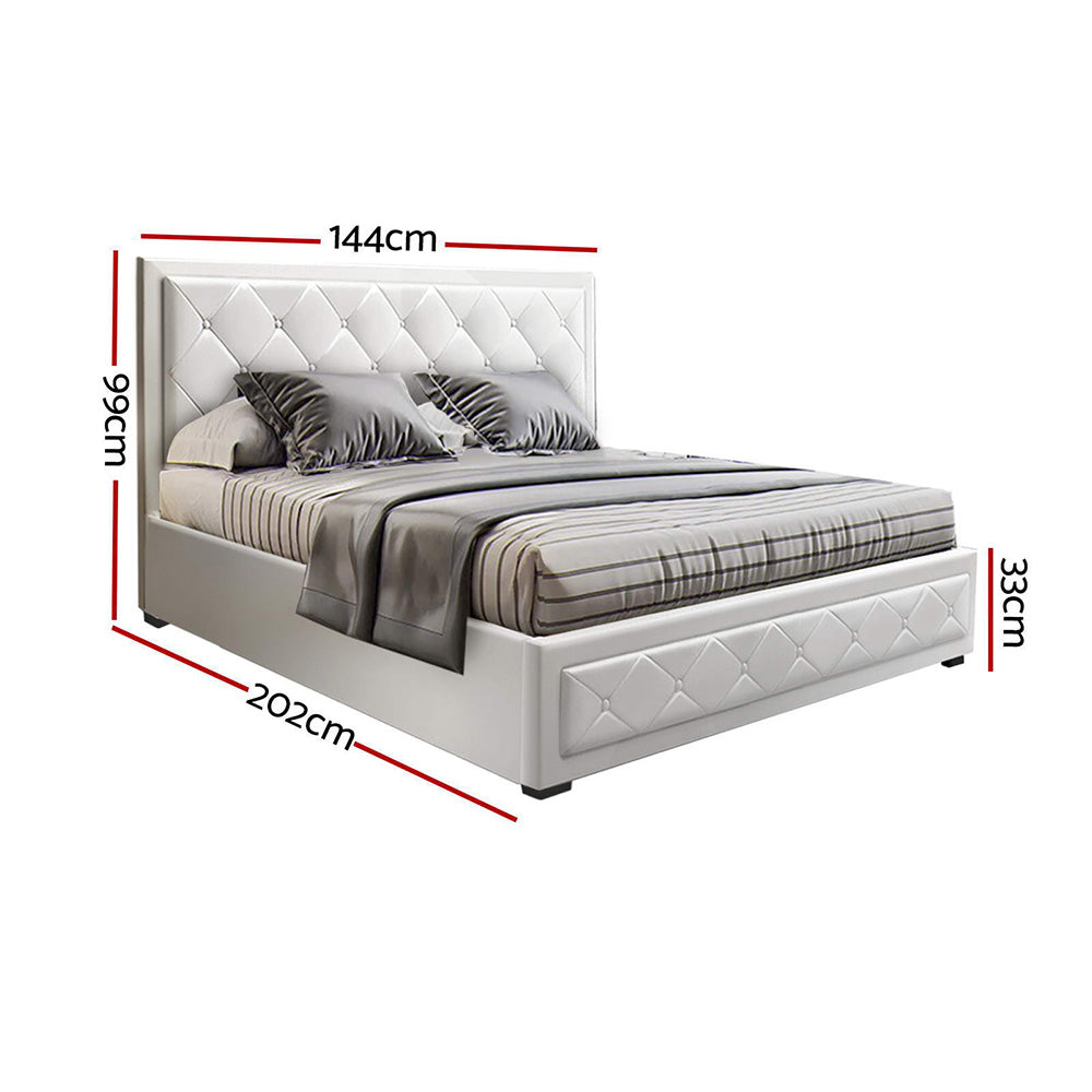 Camden (Double) Storage Bed Frame | PU Leather - White