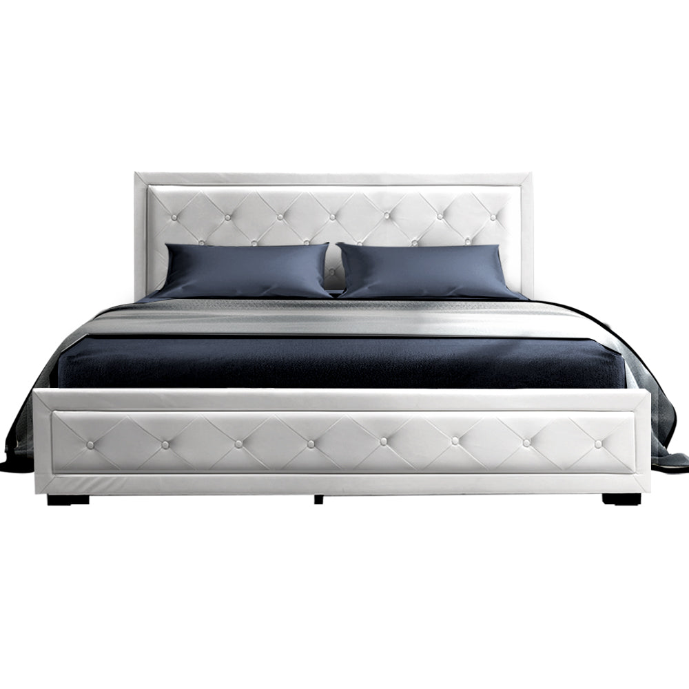 Camden (Double) Storage Bed Frame | PU Leather - White