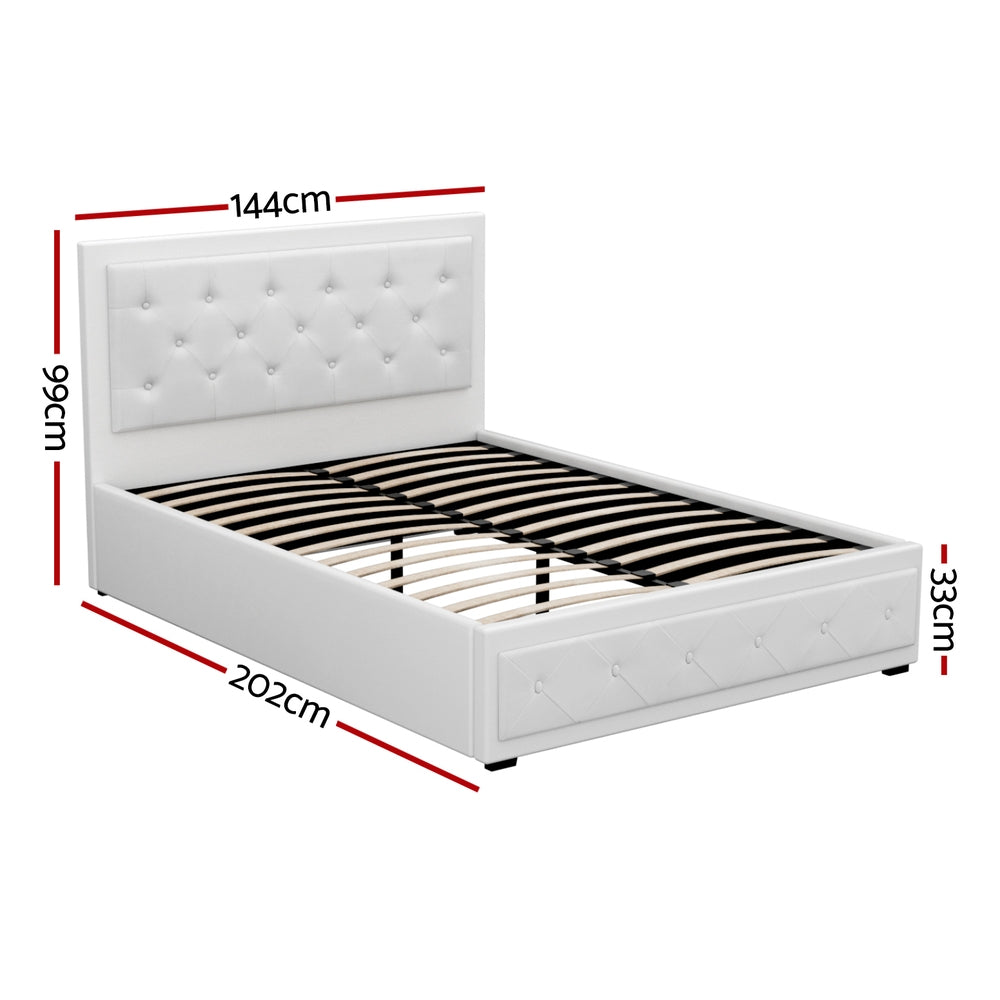 Camden (Double) Storage Bed Frame | PU Leather - White - Homecoze