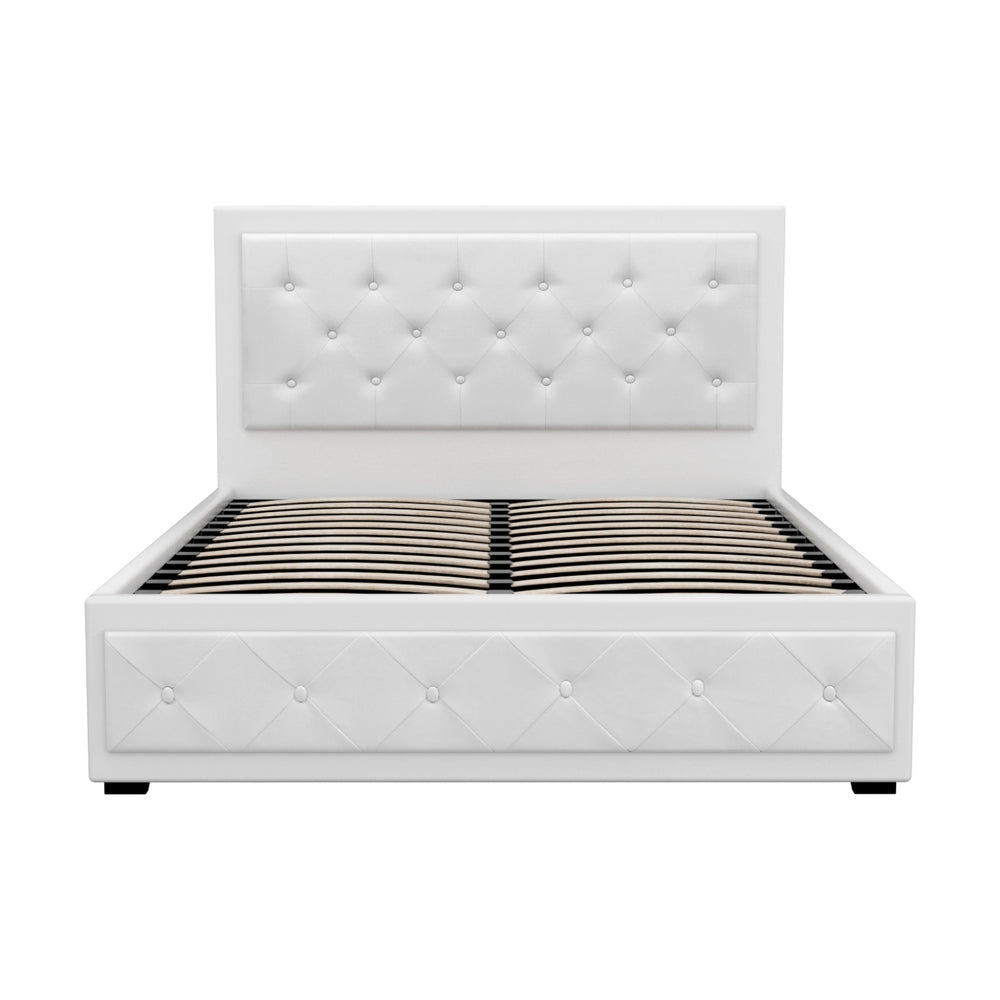 Camden (Double) Storage Bed Frame | PU Leather - White - Homecoze