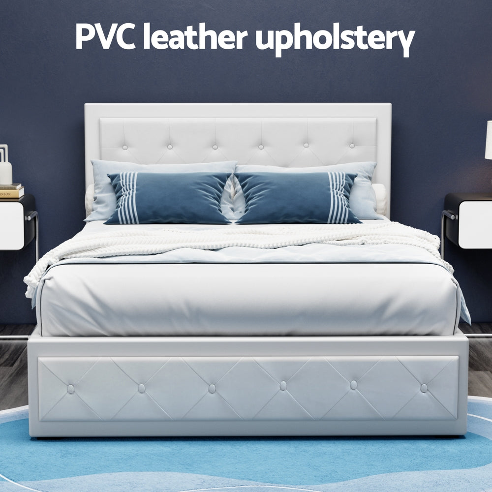Camden (Double) Storage Bed Frame | PU Leather - White - Homecoze