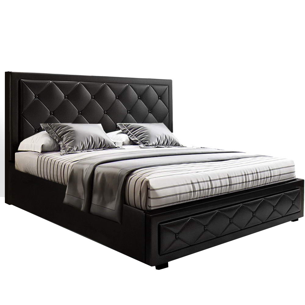 Camden (Double) Storage Bed Frame | PU Leather - Black - Homecoze