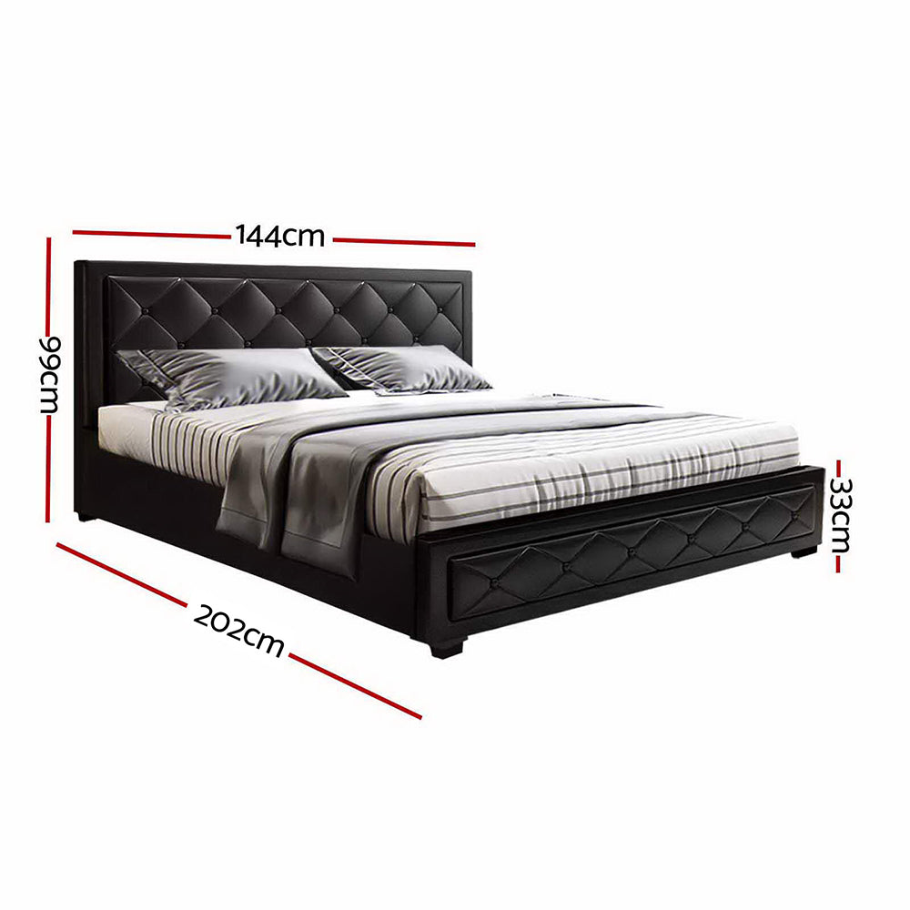 Camden (Double) Storage Bed Frame | PU Leather - Black - Homecoze