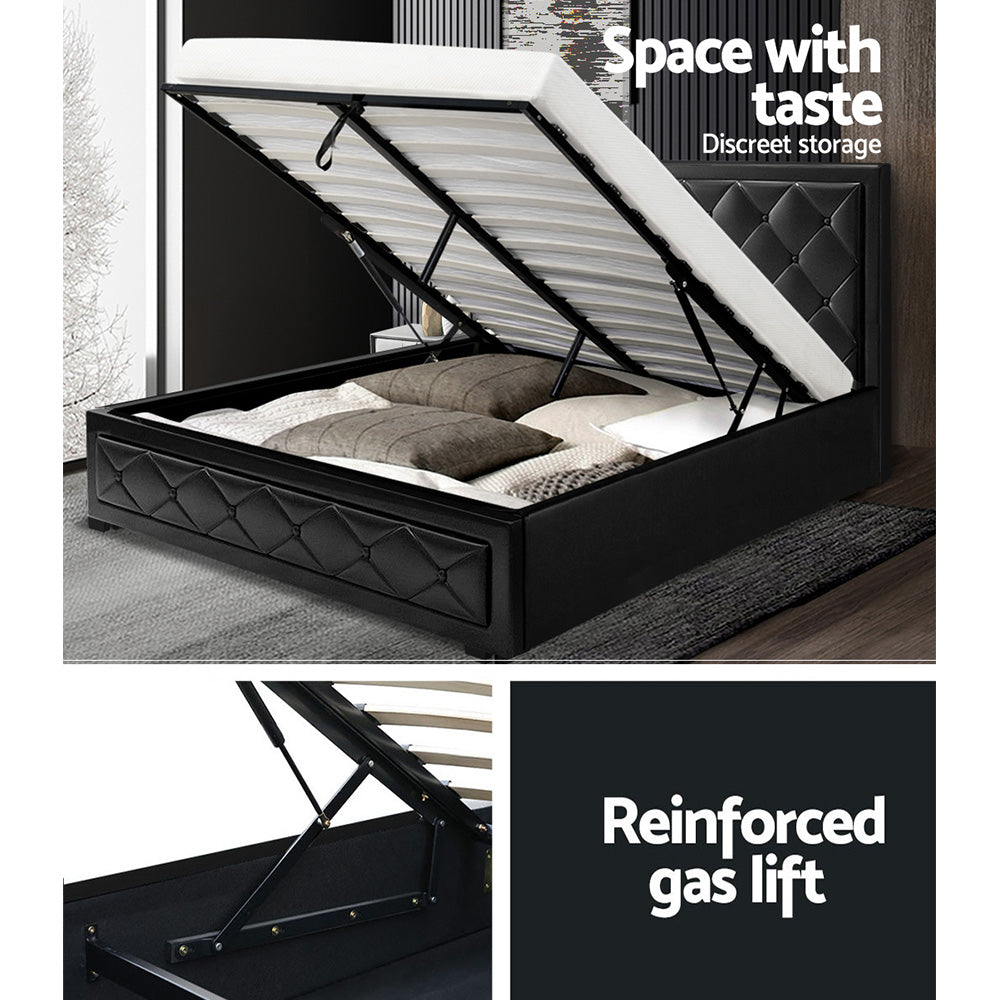 Camden (Double) Storage Bed Frame | PU Leather - Black - Homecoze