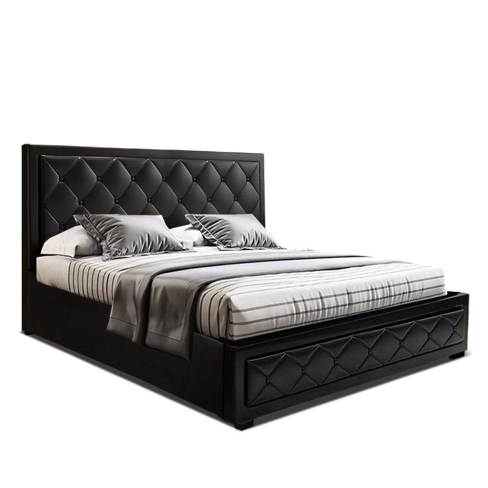 Camden (Queen) Storage Bed Frame | PU Leather - Black