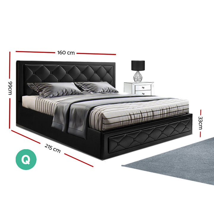 Camden (Queen) Storage Bed Frame | PU Leather - Black