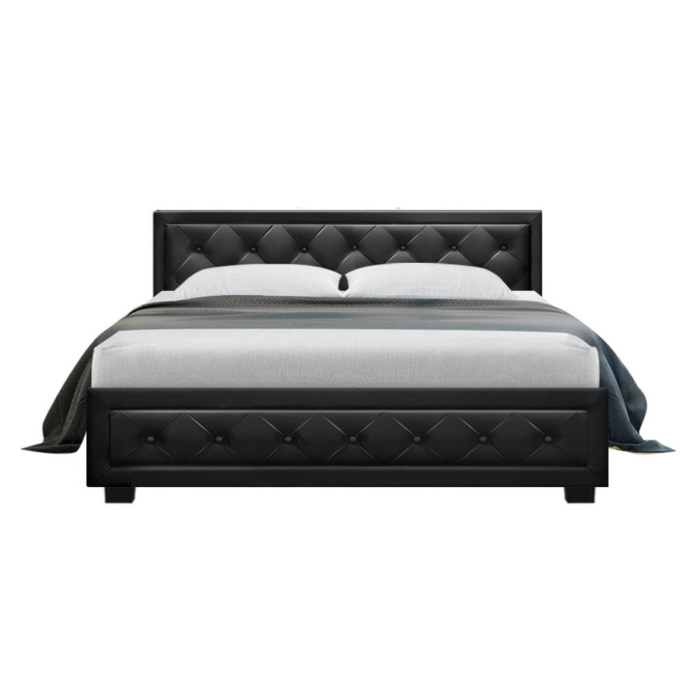 Camden (Queen) Storage Bed Frame | PU Leather - Black - Homecoze