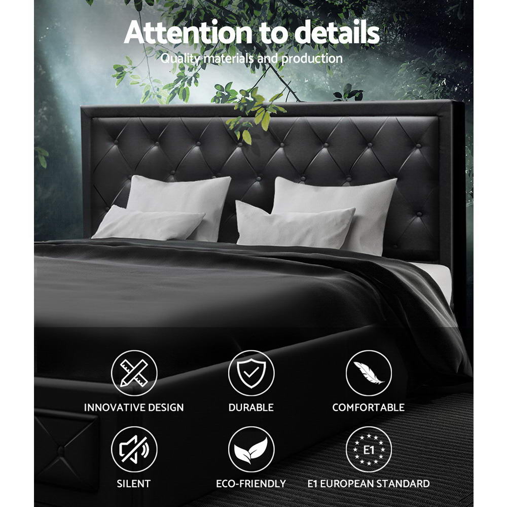 Camden (King) Storage Bed Frame | PU Leather - Black - Homecoze