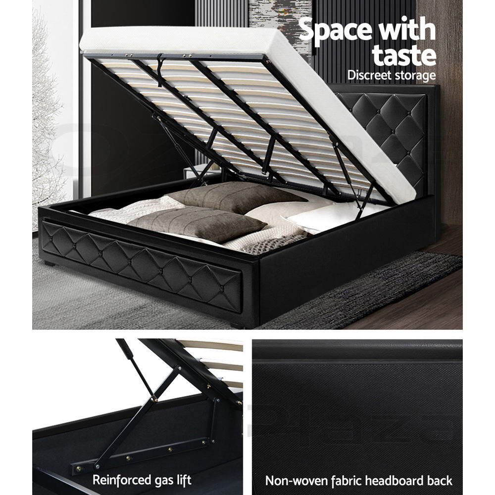 Camden (King) Storage Bed Frame | PU Leather - Black - Homecoze