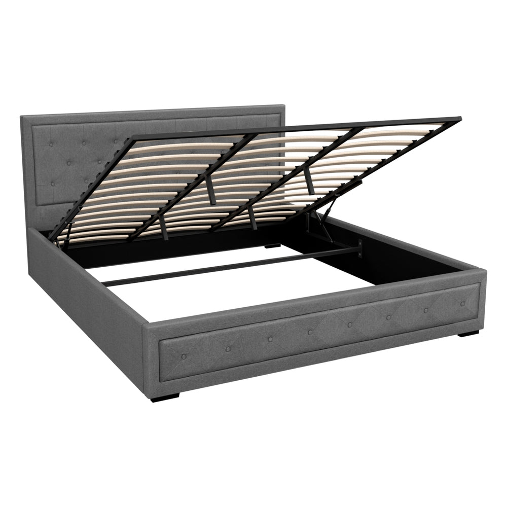 Camden (King) Storage Bed Frame | Fabric - Grey - Homecoze