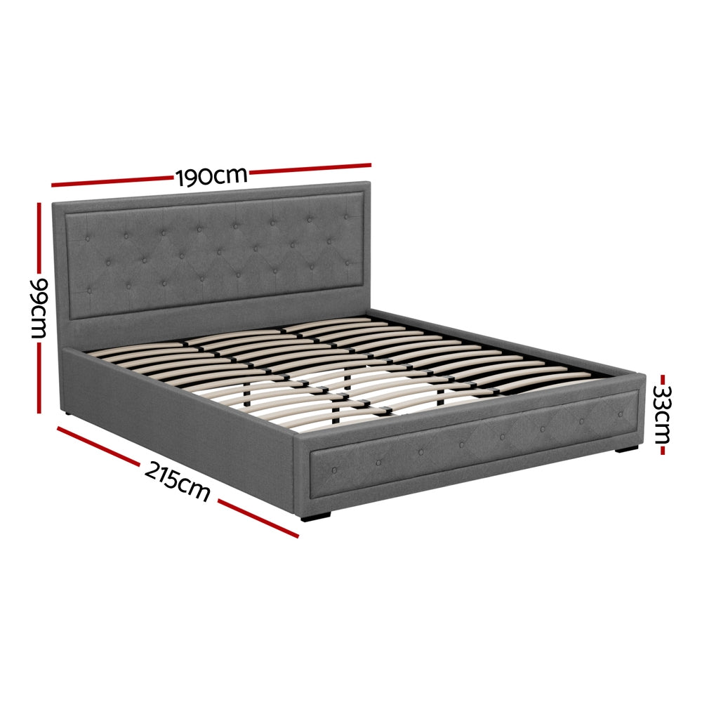 Camden (King) Storage Bed Frame | Fabric - Grey - Homecoze