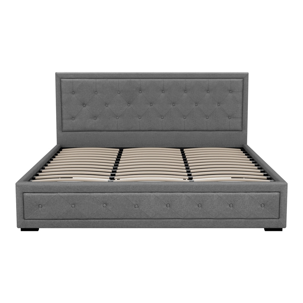 Camden (King) Storage Bed Frame | Fabric - Grey - Homecoze