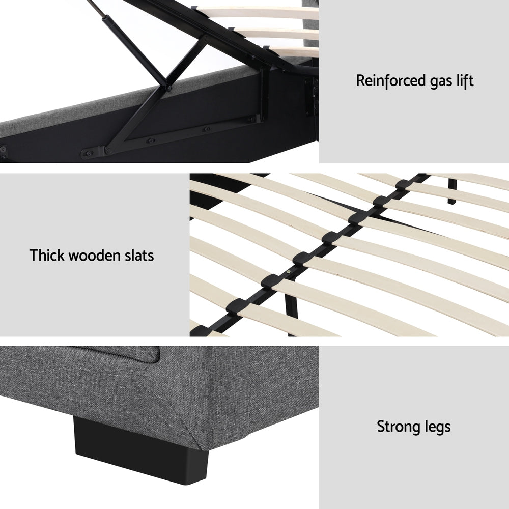 Camden (King) Storage Bed Frame | Fabric - Grey - Homecoze