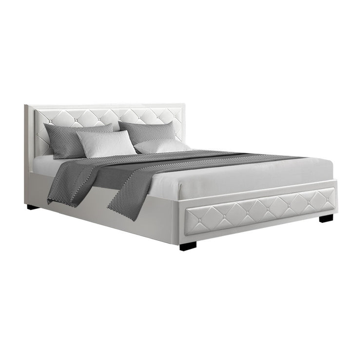 Camden (King) Storage Bed Frame | PU Leather - White