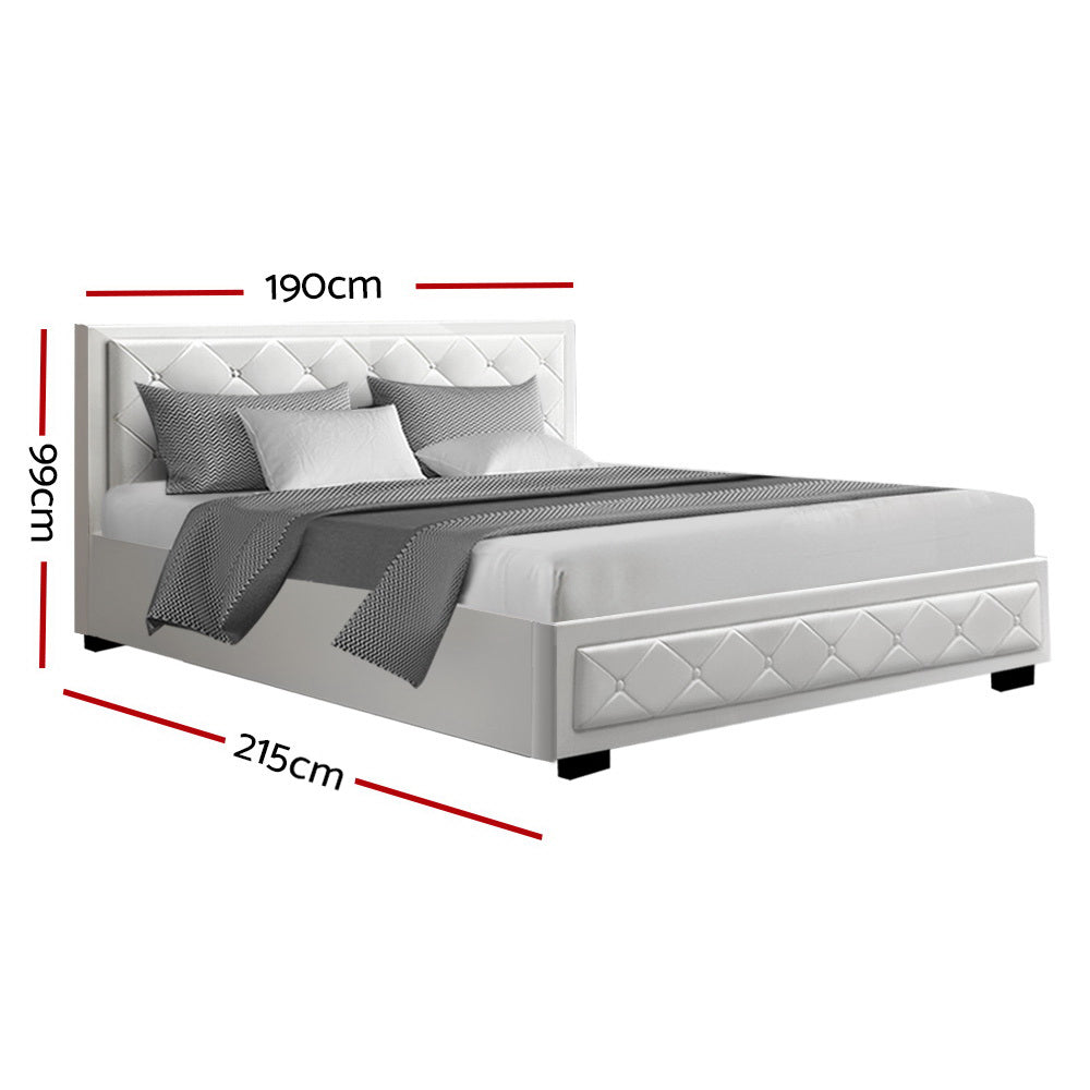 Camden (King) Storage Bed Frame | PU Leather - White