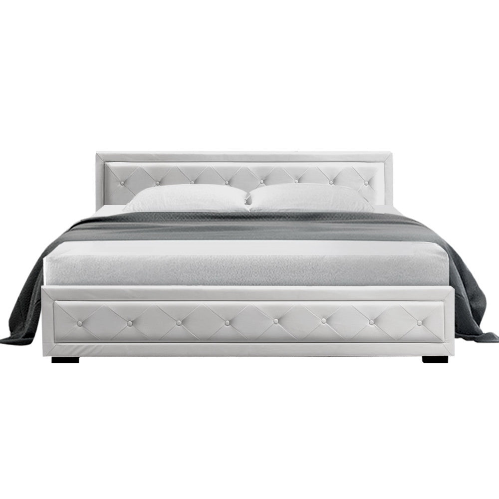 Camden (King) Storage Bed Frame | PU Leather - White