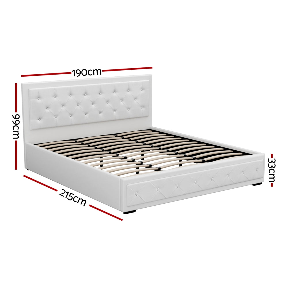Camden (King) Storage Bed Frame | PU Leather - White - Homecoze