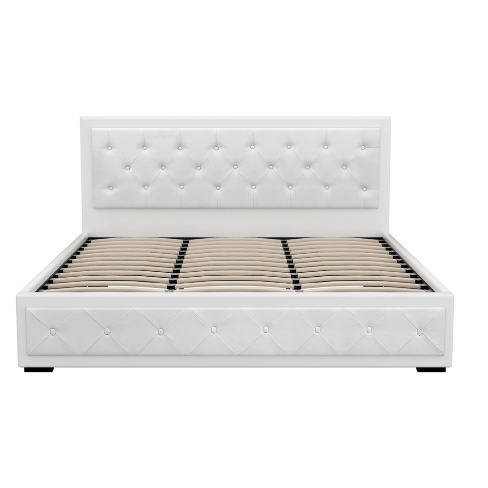 Camden (King) Storage Bed Frame | PU Leather - White - Homecoze