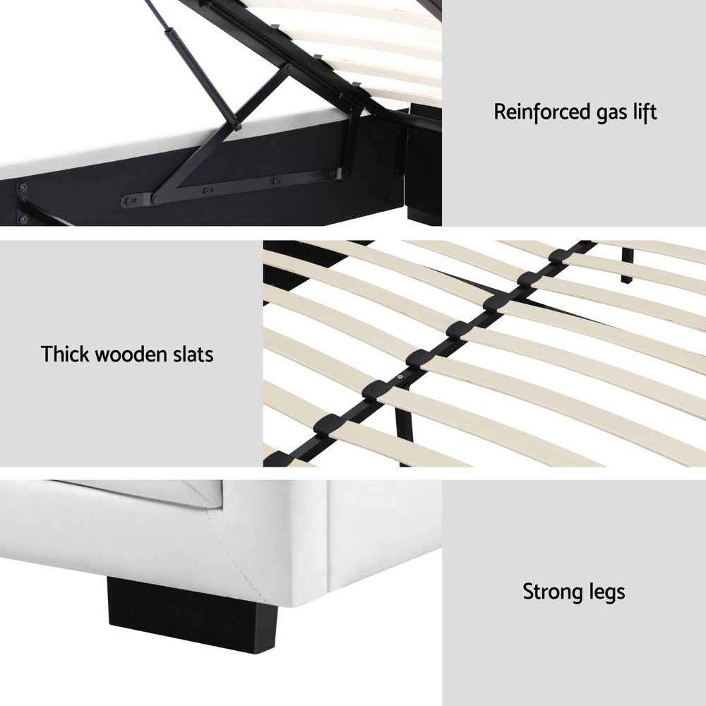 Camden (King) Storage Bed Frame | PU Leather - White - Homecoze