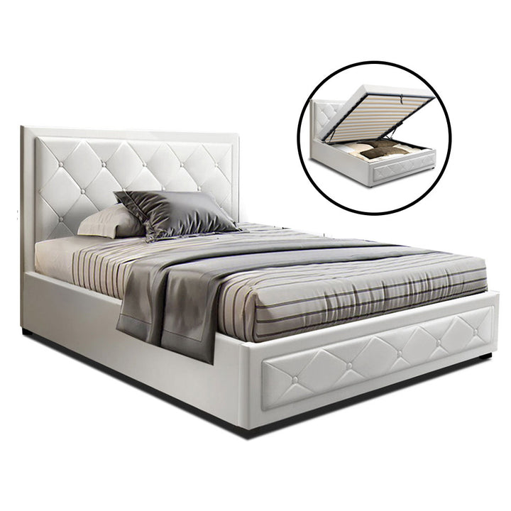 Camden (King Single) Storage Bed Frame | PU Leather - White