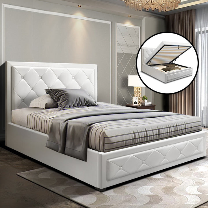 Camden (King Single) Storage Bed Frame | PU Leather - White