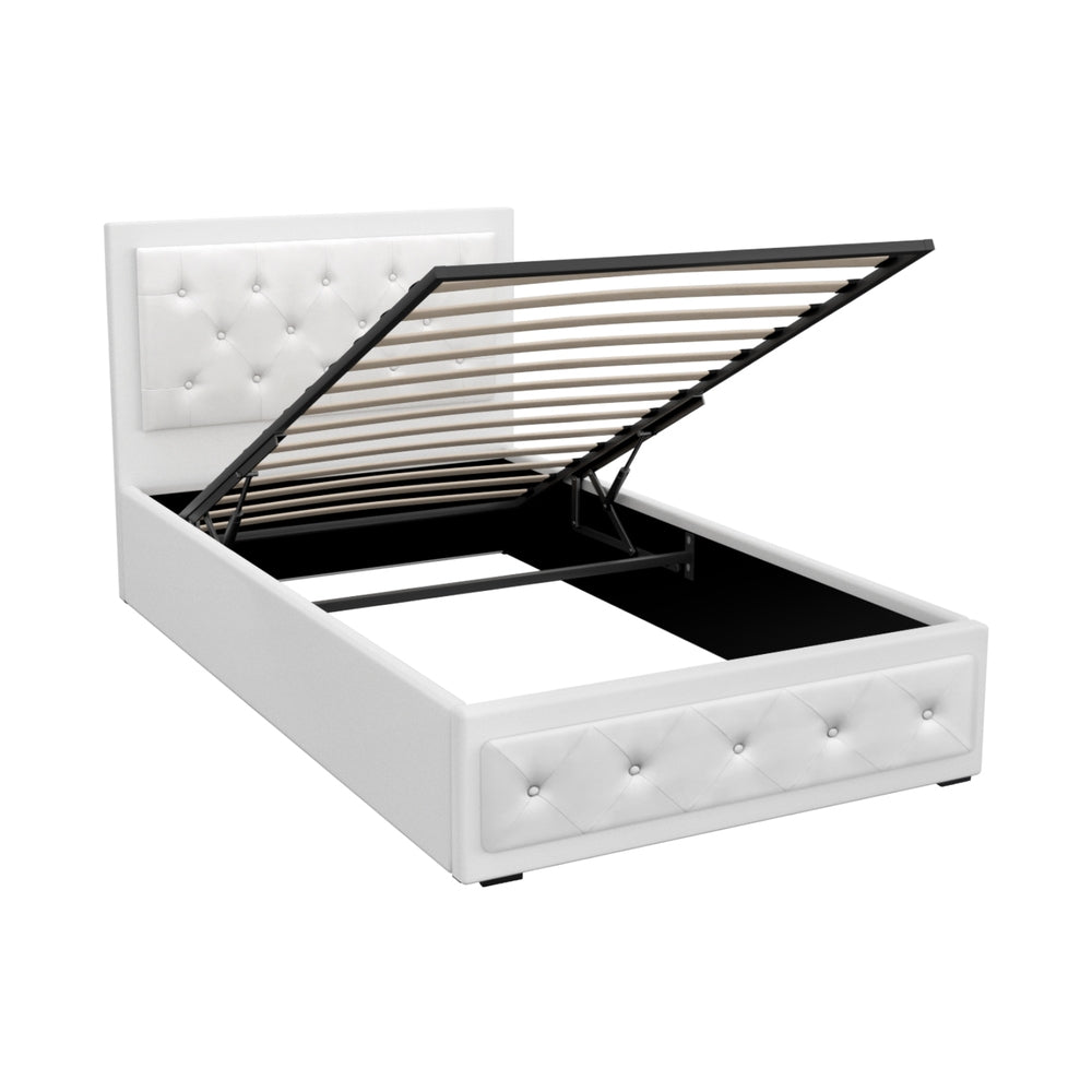 Camden (King Single) Storage Bed Frame | PU Leather - White - Homecoze