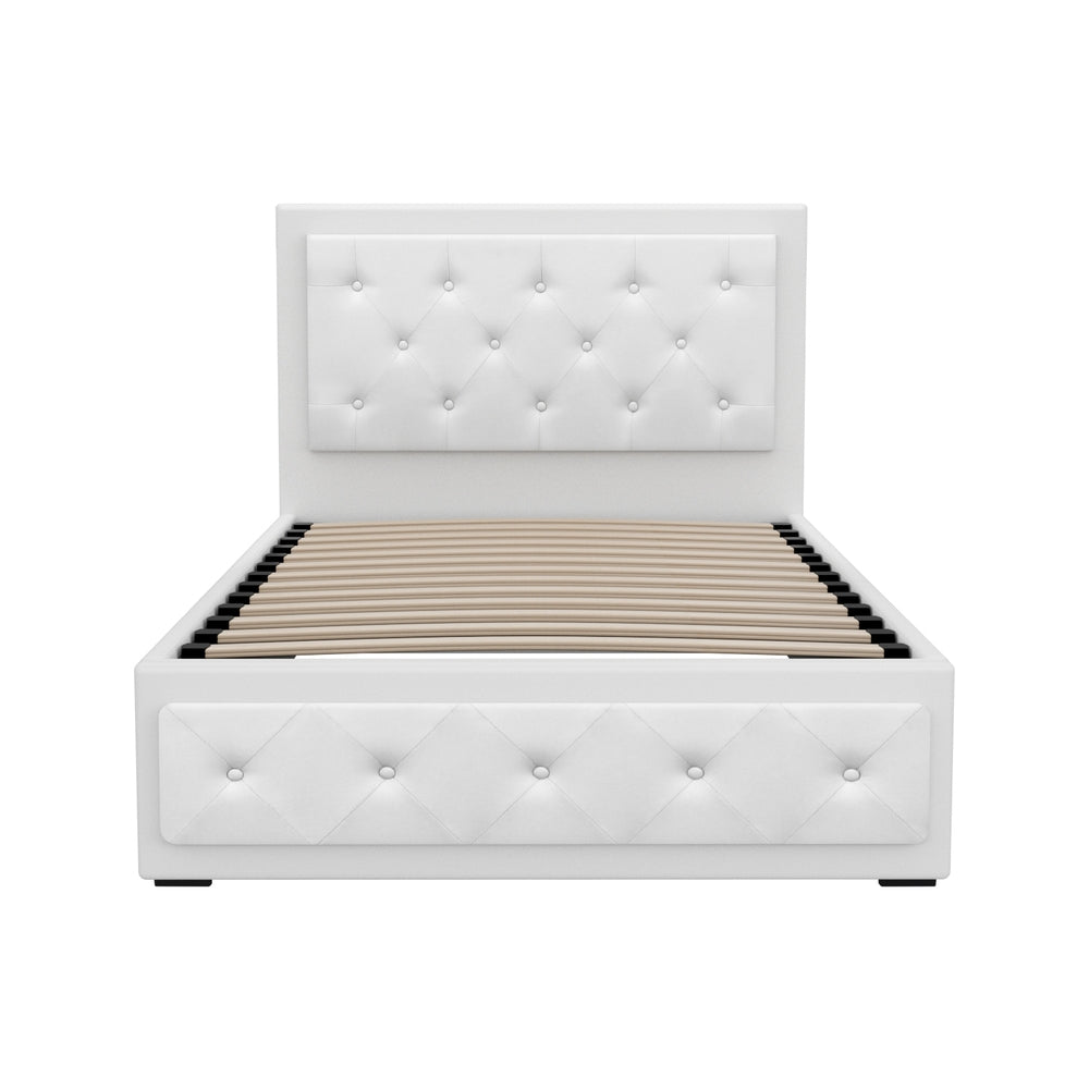 Camden (King Single) Storage Bed Frame | PU Leather - White - Homecoze