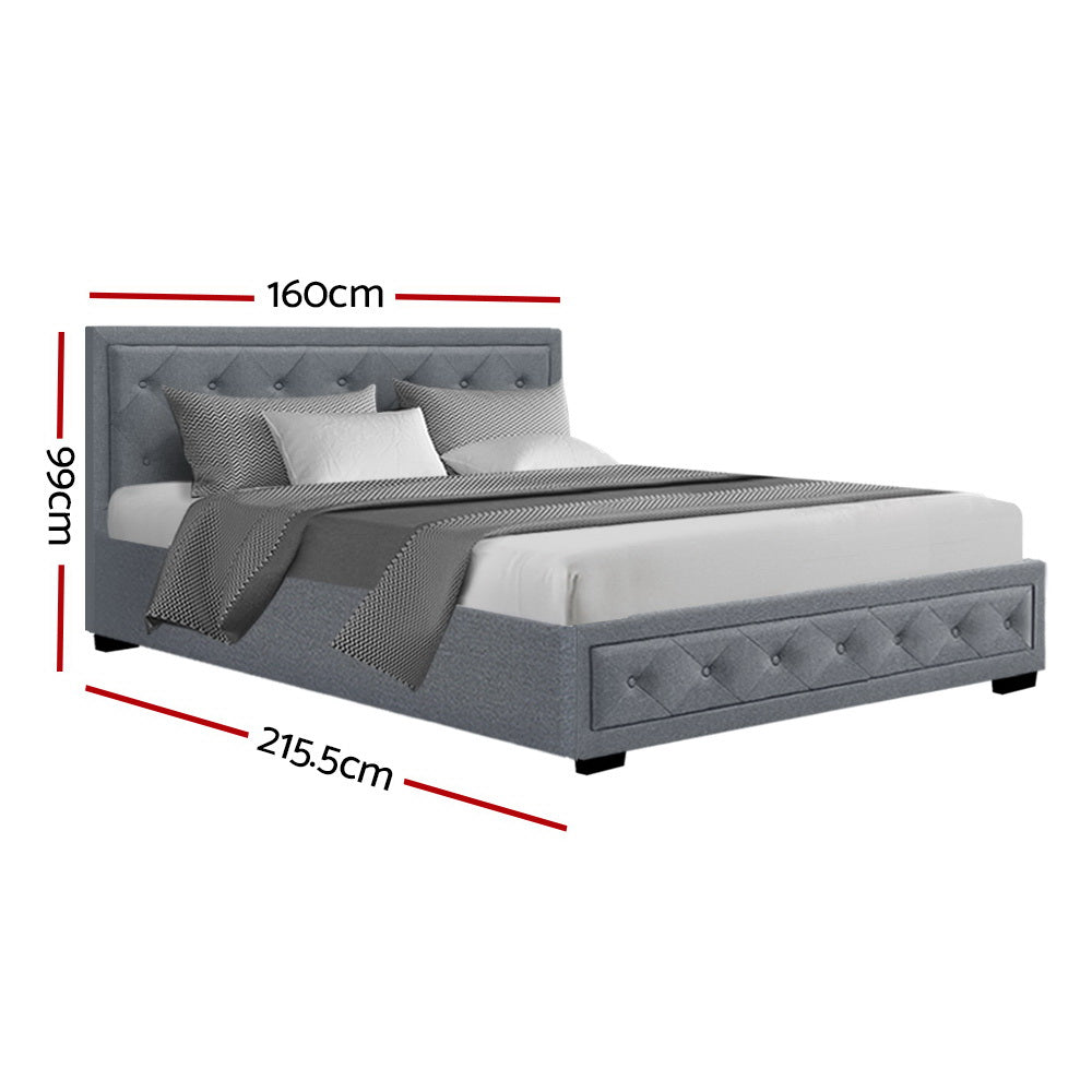 Camden (Queen) Storage Bed Frame | Fabric - Grey