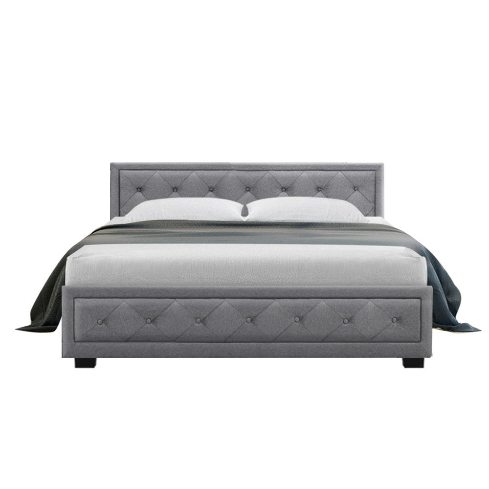 Camden (Queen) Storage Bed Frame | Fabric - Grey