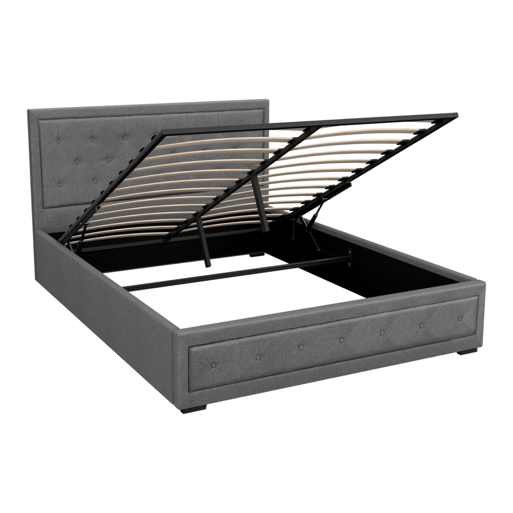 Camden (Queen) Storage Bed Frame | Fabric - Grey - Homecoze