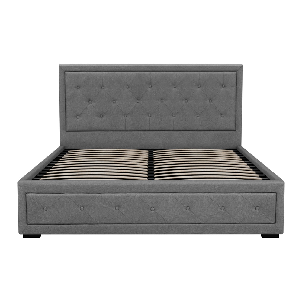 Camden (Queen) Storage Bed Frame | Fabric - Grey - Homecoze