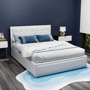 Camden (Queen) Storage Bed Frame | PU Leather - White - Homecoze