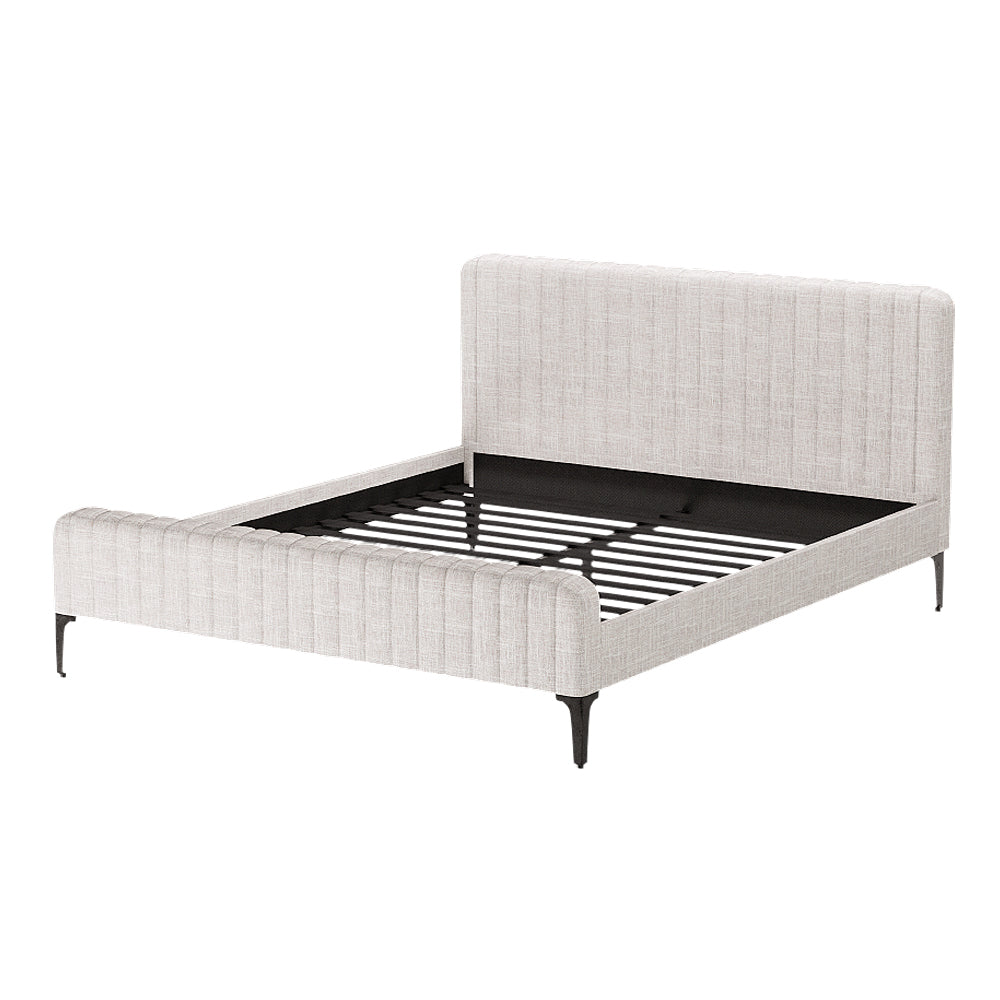 Geneva (King) Linen-Look Bed Frame - Beige