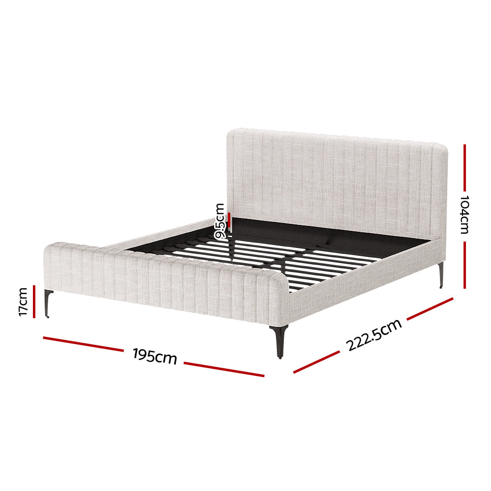 Geneva (King) Linen-Look Bed Frame - Beige