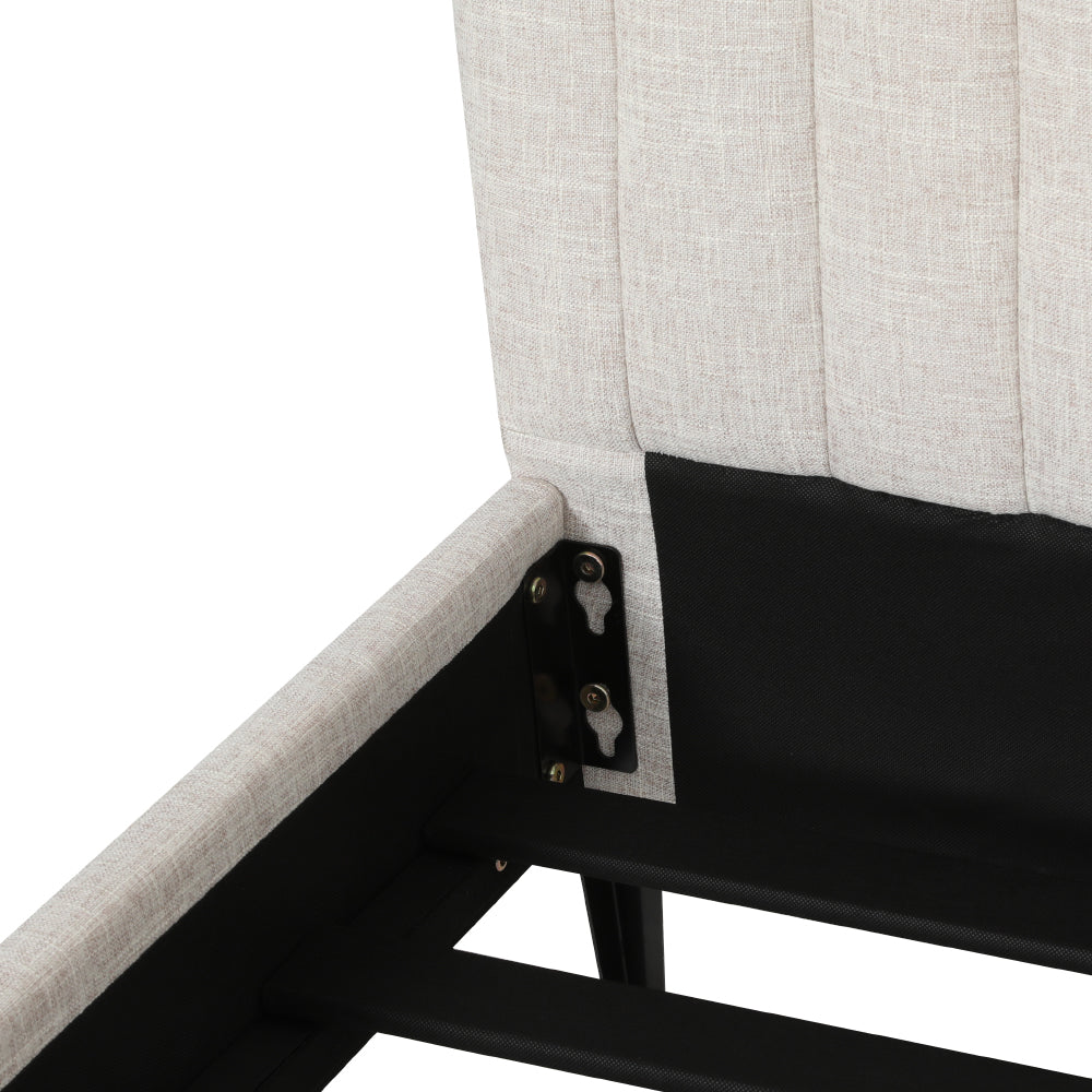 Geneva (King) Linen-Look Bed Frame - Beige