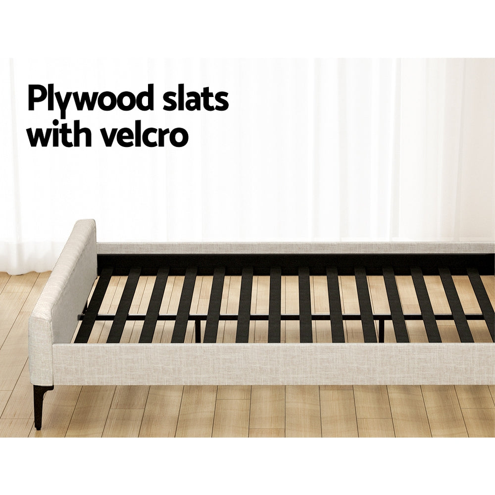Geneva (King) Linen-Look Bed Frame - Beige