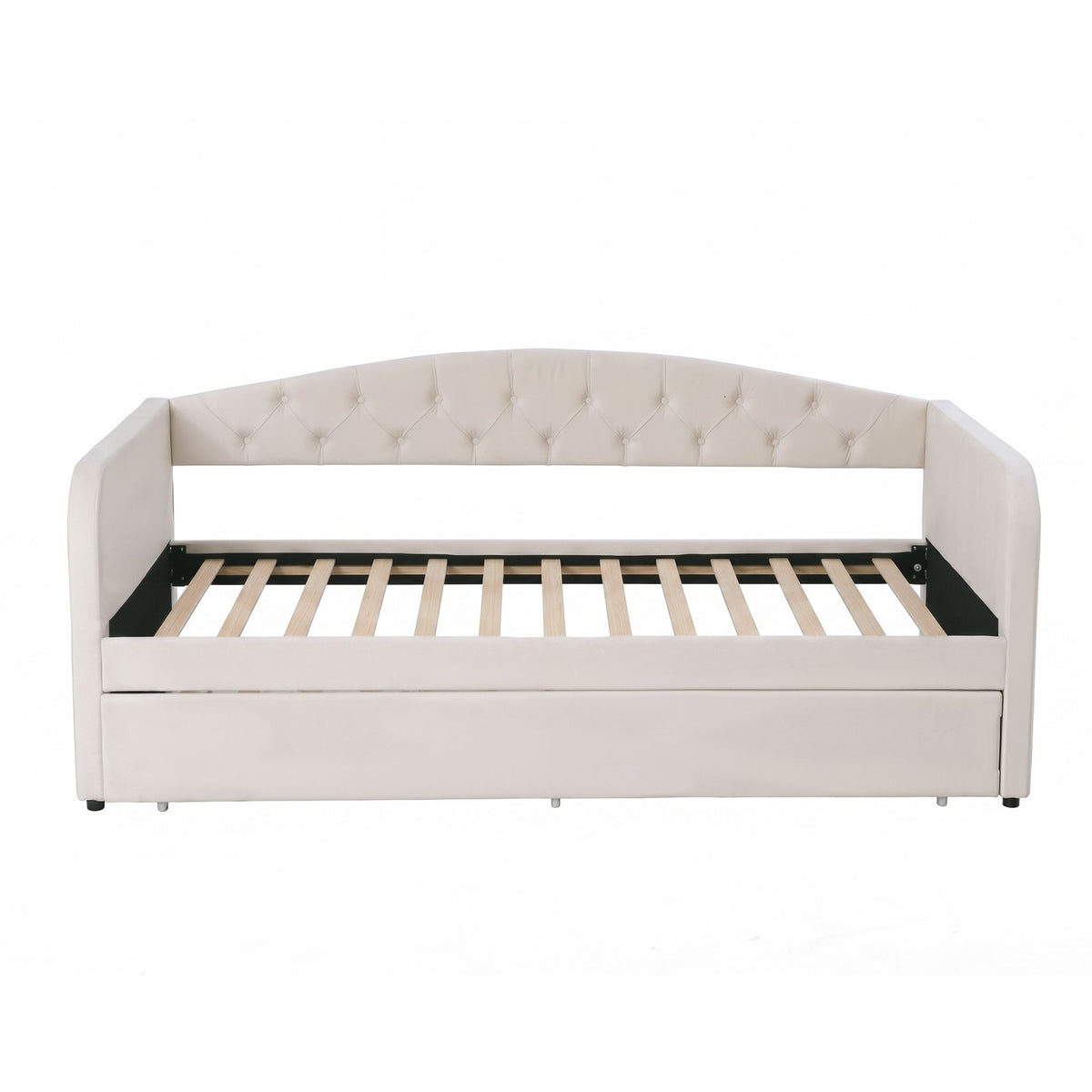 Artiss Single Daybed Velvet Trundle Bed Frame Tufted Guest Bed - Homecoze