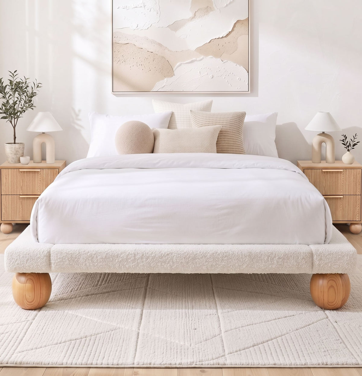 Mira & Lena (Queen) Bedroom Set – White & Natural