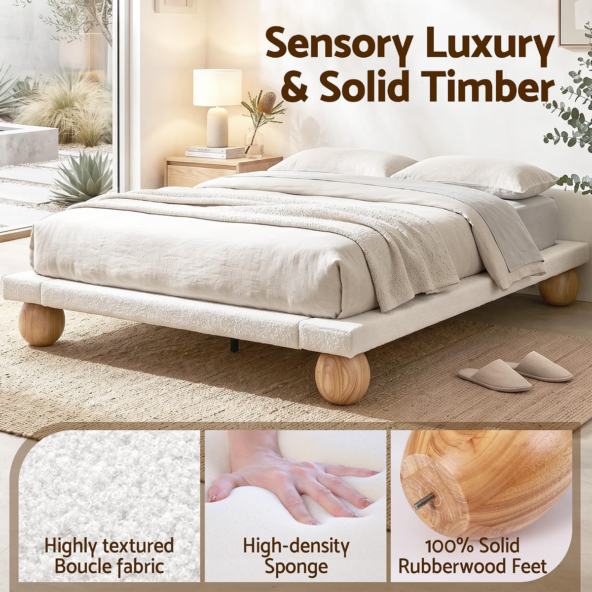 Mira & Lena (Queen) Bedroom Set – White & Natural