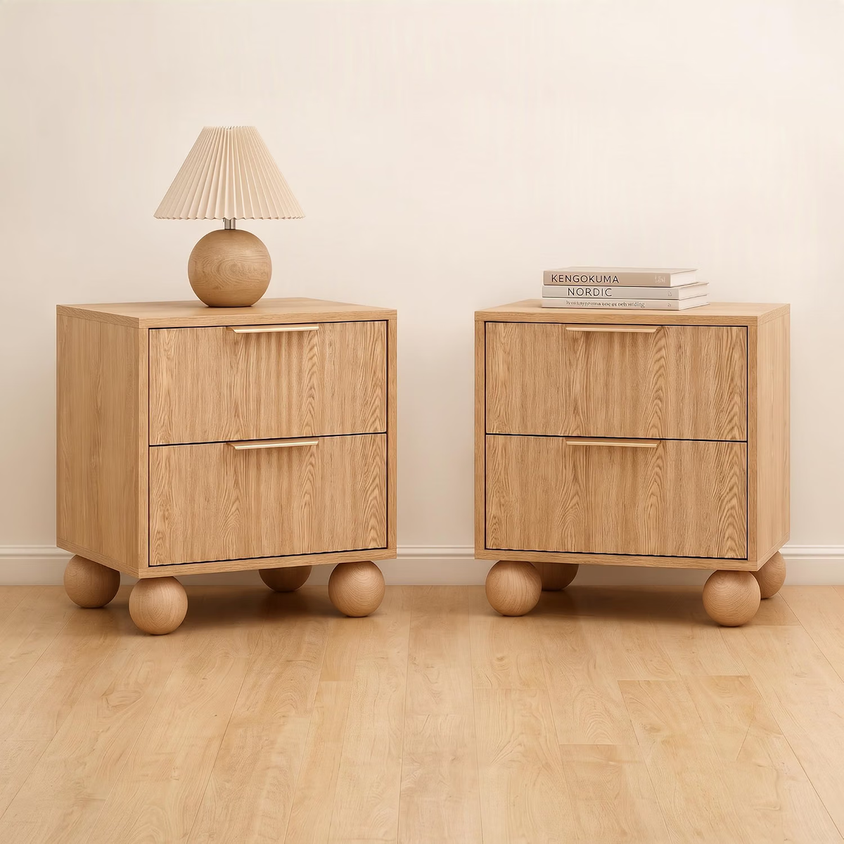 Mira & Lena (Queen) Bedroom Set – White & Natural