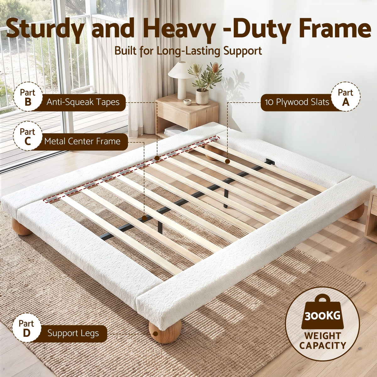 Mira & Lena (Queen) Bedroom Set – White & Natural