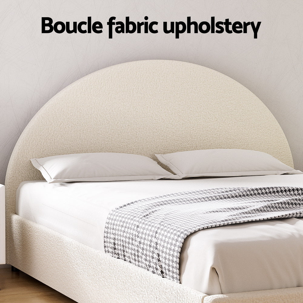 Sierra (Double) Bouclé Storage Bed Frame - Beige - Homecoze