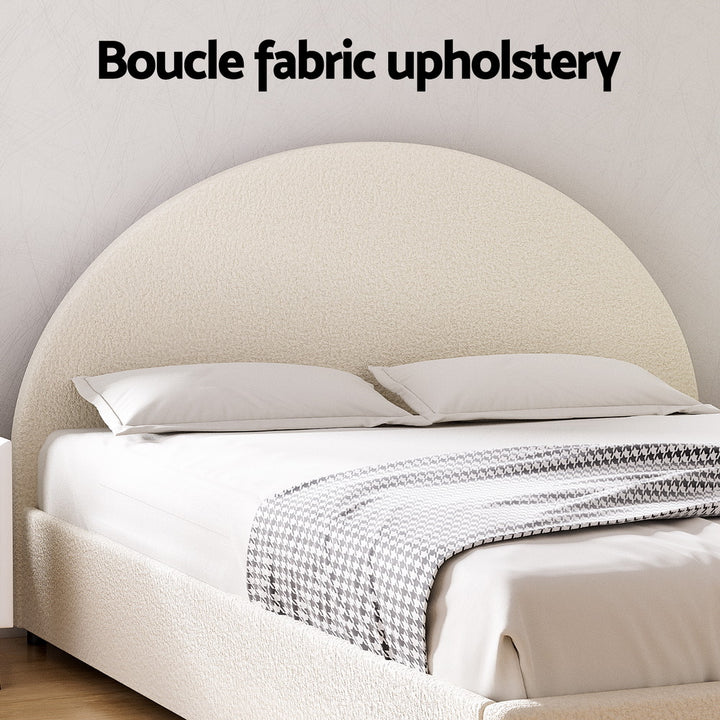 Sierra (Double) Bouclé Storage Bed Frame - Beige - Homecoze