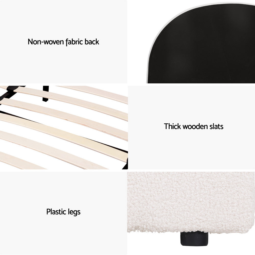 Sierra (Double) Bouclé Storage Bed Frame - Beige - Homecoze