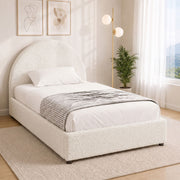 Sierra (King Single) Bouclé Gas-Lift Storage Bed Frame - Beige