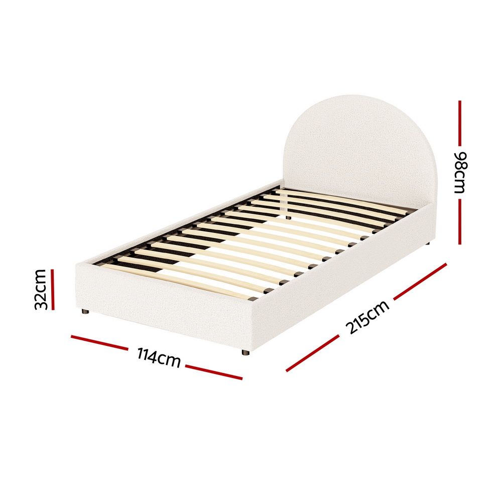 Sierra (King Single) Bouclé Gas-Lift Storage Bed Frame - Beige