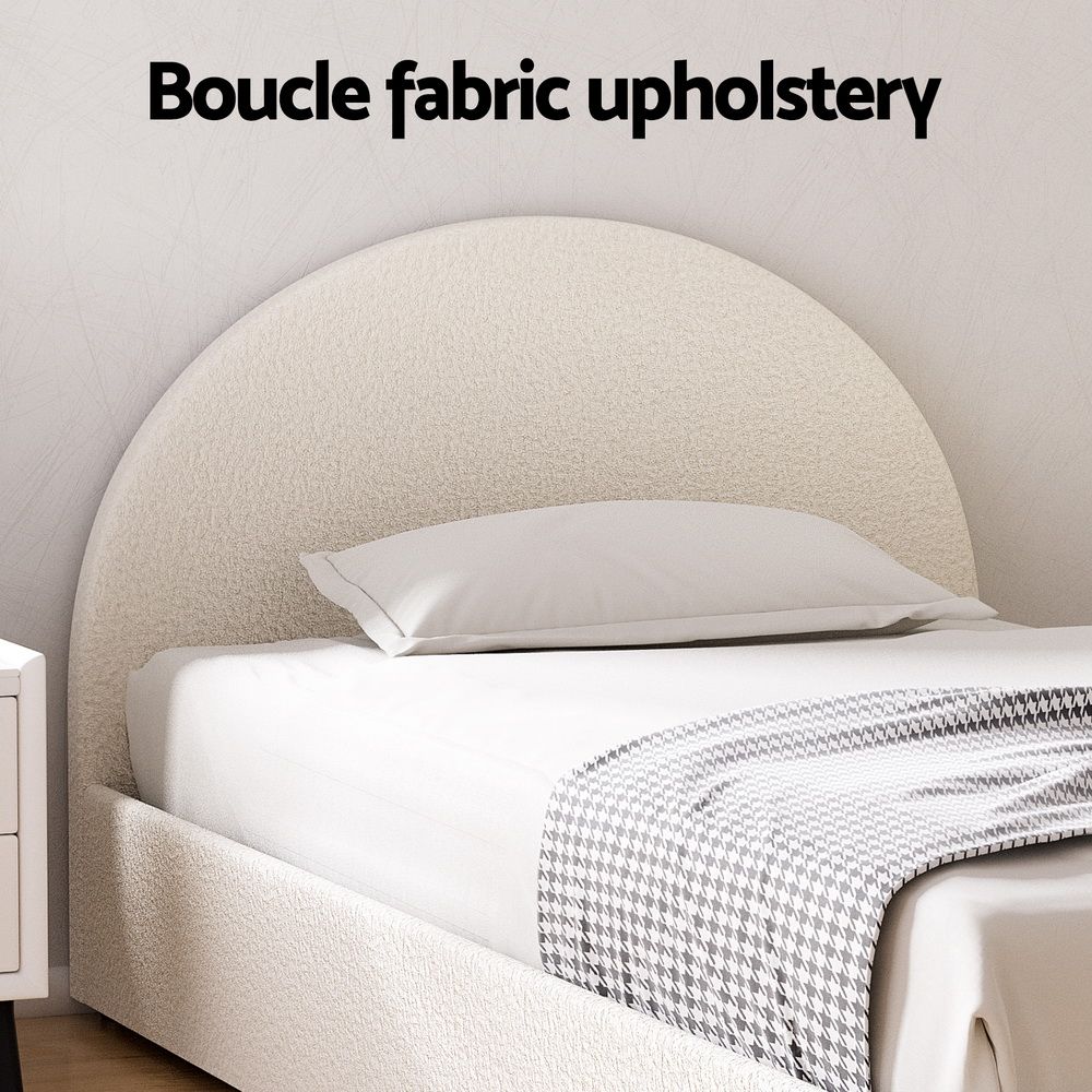 Sierra (King Single) Bouclé Gas-Lift Storage Bed Frame - Beige